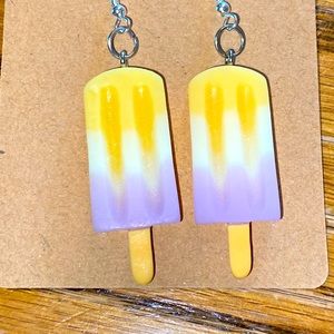 Very cute yellow white purple popsicles silver sterling wires with free gift bag